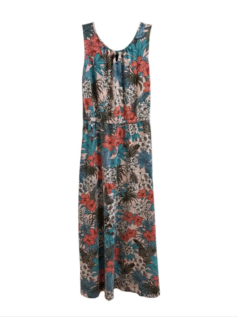 Talbots Petite Tropical Floral Jungle Jersey Sleeveless Maxi Dress - Size P